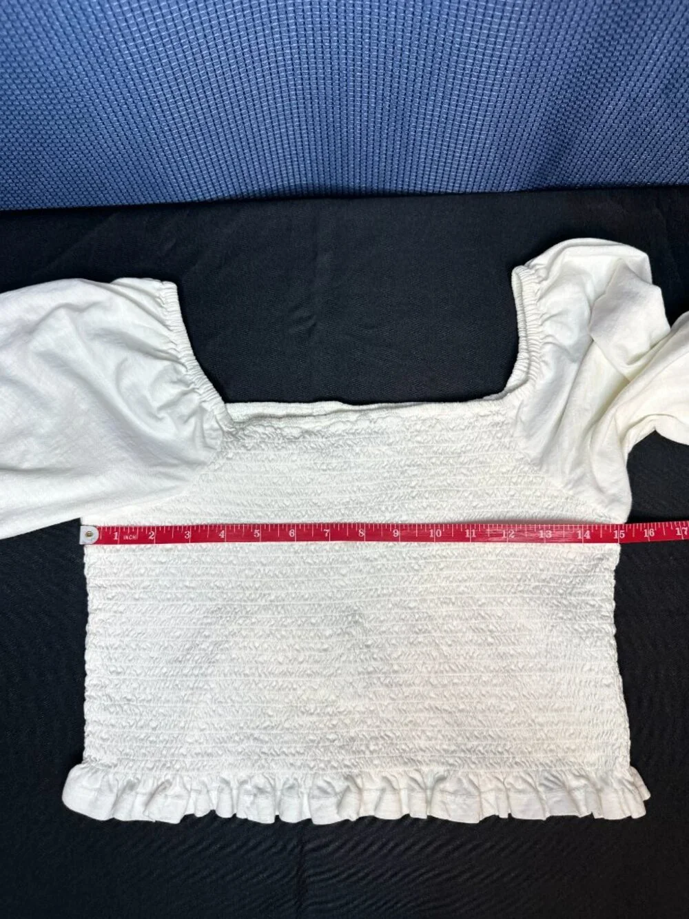 Anthropologie Pilcro Smocked Puff Sleeve Ivory Top MEDIUM Boho Hippie Cottage